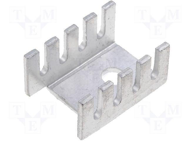 Radiators 19x13x10mm, U veida, TO220, TO202, aluminijs, sudraba krāsa