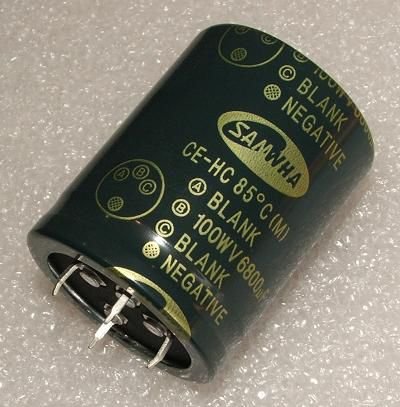 6800/100V, 85C, Ø40x50mm, ±20%, Kondensators elektrolītisks, 2000h, SNAP-IN, SAMWHA