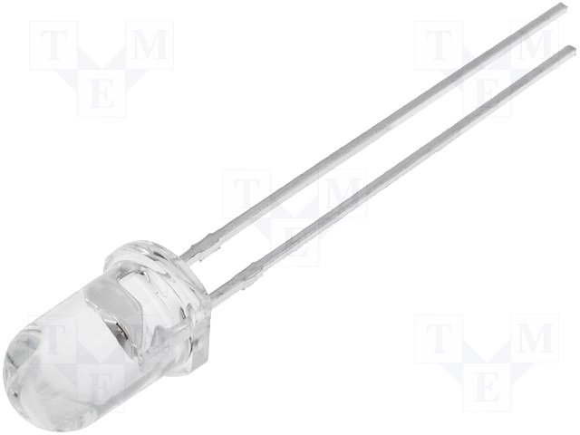 5mm, dzeltena, 6600...10560mcd, 20°, 2...2.4V/20mA, 590nm, gaismas diode