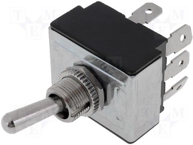 Tumblers, 3PST-NO, ON-OFF, 10A/250VAC, lodēšanai, 6.3x0.8mm, M12, 33.4x27.5x18.9mm, baķelits, SCI, ar fiksaciju