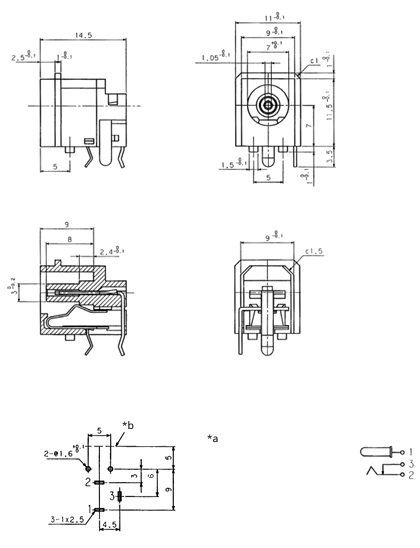 6.5/4.1/1.0mm, ligzda, THT, plastmasas, on/off, 2A/24VDC, LUMBERG