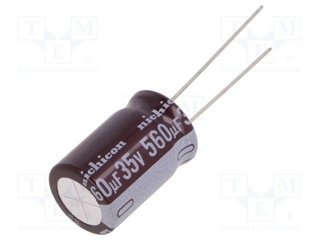 560/35V, 105C, Ø10x20mm, ±20%, Kondensators elektrolītisks, 10000h, PANASONIC, ar lokaniem ivadiem
