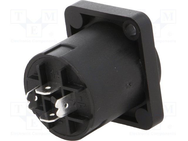 4pin, speakon ligzda, šasijai, kvadrats, 26x26x32.5mm, AMPHENOL