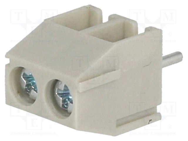 Terminal blocks PCB, 2pin, 3.5mm, 0.5...1.5mm2, 300V/10A, 8.4x7x6.8mm, leņķisks, peleks