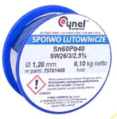 1.2mm 60Sn/40Pb, 100g, Lodalva ar flusu F-SW26, No Clean, 2.5%, 190°C