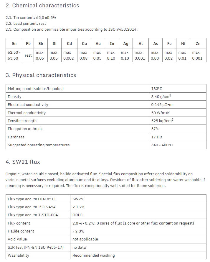 1.2mm 60Sn/40Pb, 100g, Lodalva ar flusu F-SW26, No Clean, 2.5%, 190°C
