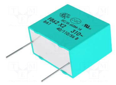 180nF 310VAC plēves kondensatori polipropilēna, ±10%, P15, 18x8.5x14.5mm, traucējumi X2