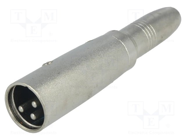 XLR pārēja 3PIN štekers uz 6.35mm ligzda stereo, metāla korpuss