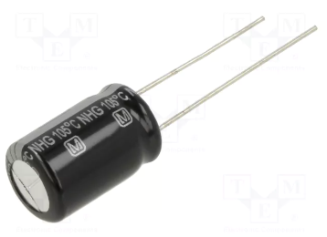 220/16V, 105C, Ø6.3x11.2mm, ±20%, Kondensators elektrolītisks, 2000h, PANASONIC, ar lokaniem izvadiem