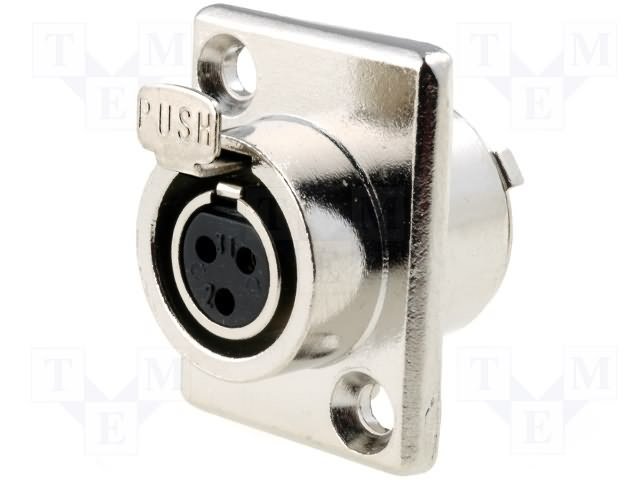 XLR mini 3PIN ligzda uz šasijai kvadrats