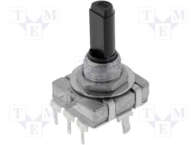 Enkoders, 24imp/revol., izeja in 2 bit Gray code, 350VAC/0.5mA, rokturis 6mm, horizontals, 6.5x17.6x16mm