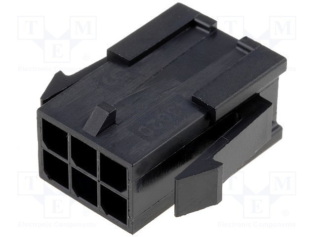 6pin(2x3), MicroFit, korpuss "mama" uz vadam, bez kontaktiem, solis=3x3mm, 5A