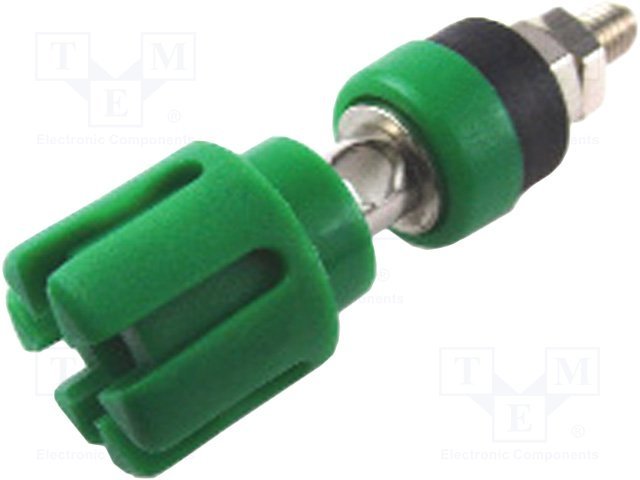 Testera ligzda, 4mm, L=48mm, 30A/60VDC, šasijai, zaļa krasa