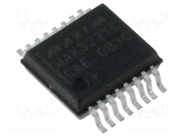 MAX3221EAE+ SMD Mikroshēma 1A Supply Current / True +3V to +5.5V RS 232 Transceiver with AutoShutdow, SSOP16