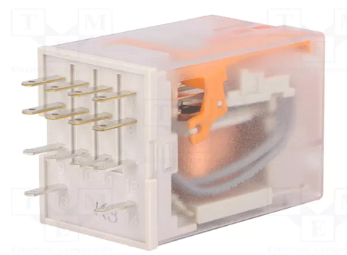 Relejs 115VAC, 4PDT, 4x6A/250VAC, 4x6A/24VDC, 3.61kΩ(32mA), četri kontakti uz pārslēgšanu, 27.5x21.2x35.6mm, RELPOL
