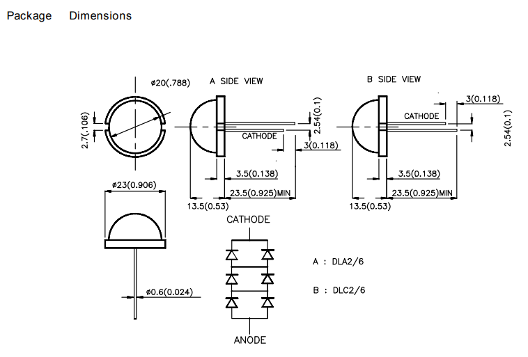 20mm, sarkana, 4...13mcd, 5.55V/20mA, 625nm, 120grad, gaismas diode