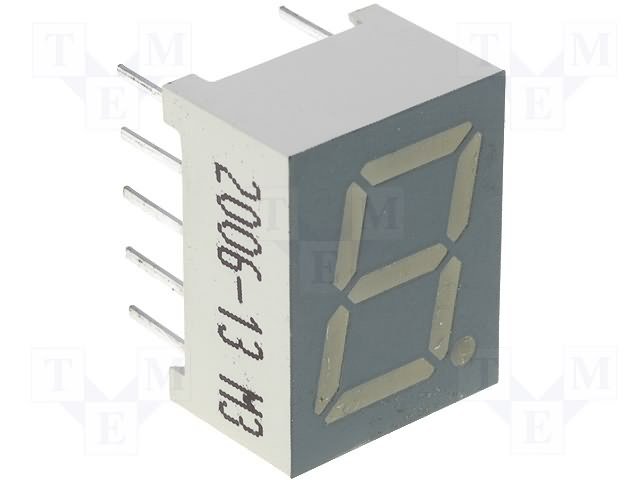 7LED indikators, vienkartējs, 9.9mm, 13x10mm, kopējs katods, zaļš