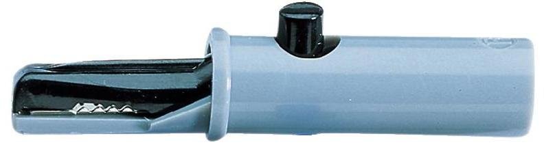 Testera kleps (krokodils), 6A, melna krasa, 4mm ligzda, Hirschmann