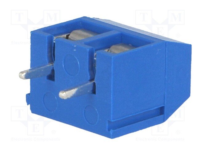 Terminal Blocks PCB, ar skrūvēm, 2pin, 5mm, 1.5mm2, 250V/15A, 10x8x10mm