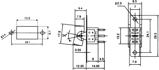 Taustiņslēdzis SPDT, ON-(ON), 3A/250VAC, 9.5x29.5mm, melna krasa, bez fiksācijas