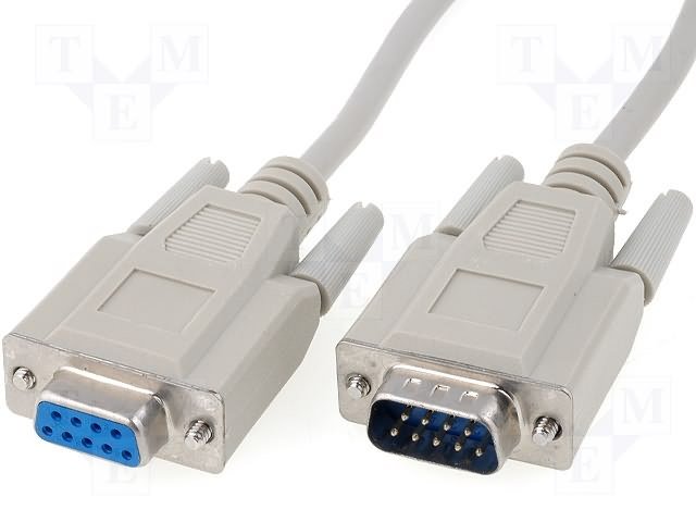 9pin ligzda/9pin štekers 1:1, vads, 3m