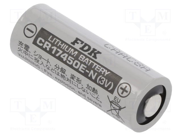 Litija baterija, 3.0V, 4/5A, CR8L, CR17450, Ø17x45.5mm, 2600mAh, 22.21gr.