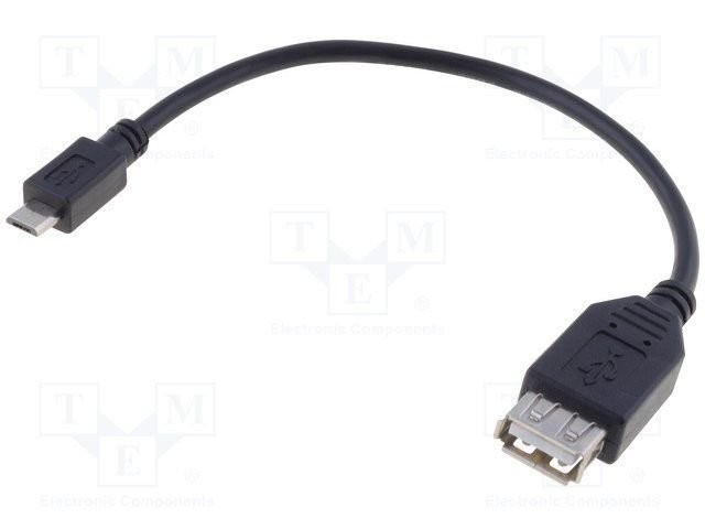 MicroUSB-B štekers/USB A ligzda, OTG, vads, 0.2m