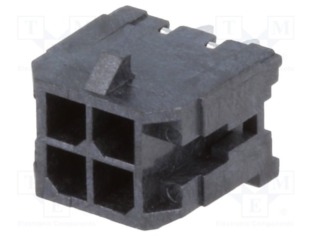 4pin(2x2), MicroFit, "mama/THT", šasijai, solis=3x3mm, 5A, taisns