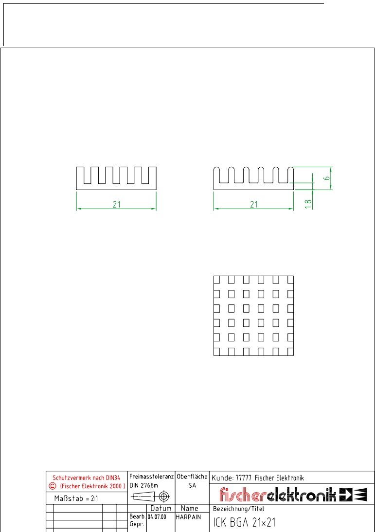 Radiators 21x21x6mm, aluminijs, melna krasa