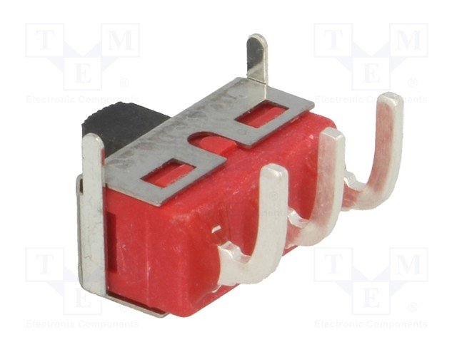 Pārslēdzējs slīdbīdņu SPDT, 5A/120VAC, 5A/28VDC, ON-ON, 12.7x6.1x6.35mm, L=5.08mm, leņķisks, viens kontakts uz divam stāvoklim