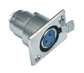 XLR 3PIN, ligzda, šasijai ar flanciem (2 skrūves)