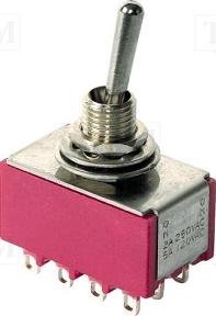 Tumblers, 4PDT, ON-OFF, 5A/125VAC, 5A/28VDC, lodēšanai, M6, 21.6x12.7x12mm, ar fiksaciju