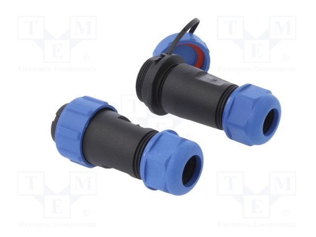 7Pin rūpņiecības savienotājs "papa spraudis + mama ligzda ar vaciņu", 5A/500V, IP67, lodešanai