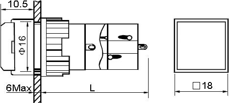 Poga SPDT, ON-ON, 3A/250VAC, 2A/24VDC, LED24VAC/DC, sarkanā krasa, lodejama, 18x18x45mm, ar fiksaciju