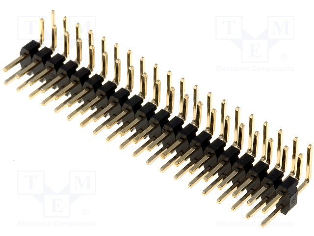 2.0mm, 2x20pin, štekers, THT, leņķisks