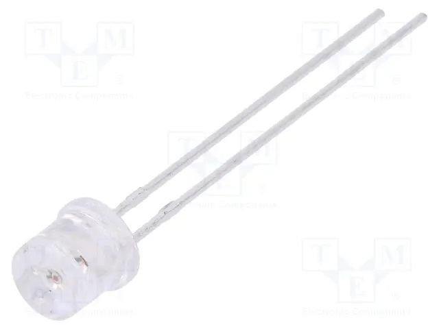 5mm, dzeltena, 270...460mcd, 110°, 1.6...2.4V/20mA, 590nm, gaismas diode, Ø5x5.3mm, plakana