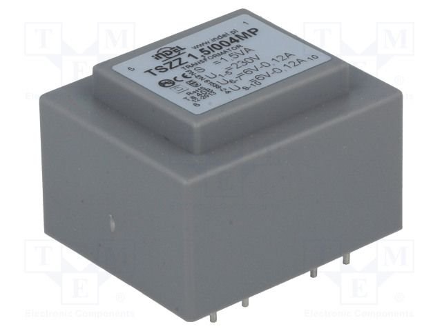 Transformators 220V=>2x6V, 2x100mA, 1.5VA, 32x27x22mm