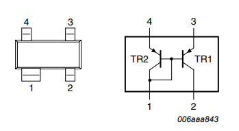 BCV62B(3K*), SMD, 2xTranzistori PNP, -30V, -100mA, 250mW, 100MHz, SOT143B