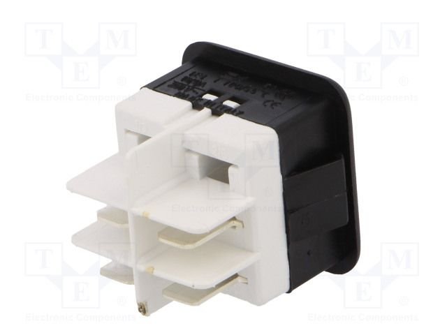 Taustiņslēdzis DPST, ON-OFF, 16A/250VAC, 30x30.3x28.5mm, apgaism. neona lamp. (I-O), zilā krasa, ar fiksāciju