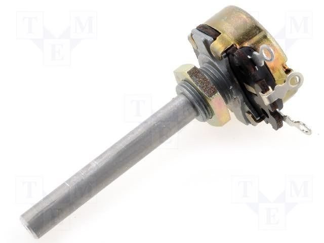 50R, 4W, ±10%, stipļu potenciometrs, Dass=6mm, Lass=42mm, M10x0,75, 280 ±5°