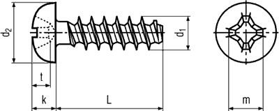 Skrūve plastmasai(samorez), 3.0*8mm, galviņa sfēriska, PH2, tērauds