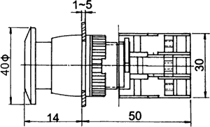 Paneļu slēdzejs, 22mm, 2 poz., OFF-(ON), (senite sarkans er apgaism.), IP65,3A/230VAC, divi kont. uz sasl/atslēg.