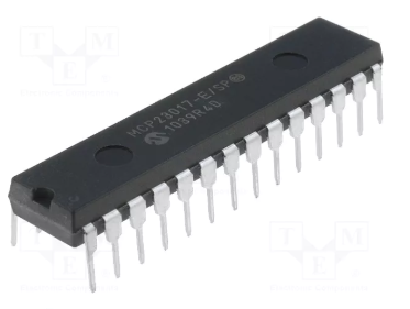 MCP23017-E/SP Mikroshēma expander, 16bit I/O port, I2C, 1.8÷5.5VDC, DIP28-300