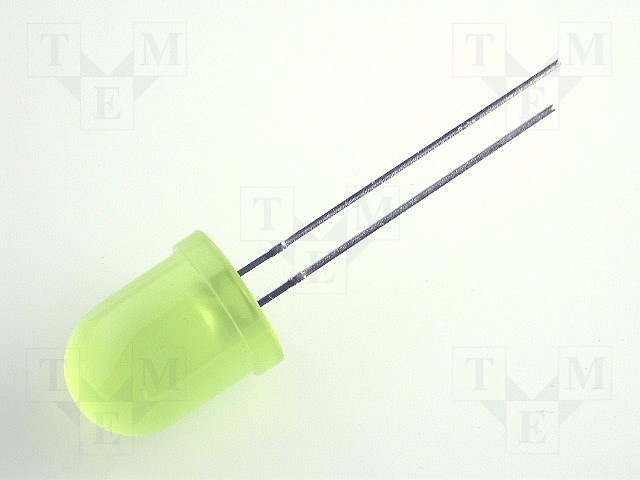 10mm, dzeltena, 20...50mcd, 60°, 2.1...2.5V/20mA, 590nm, gaismas diode