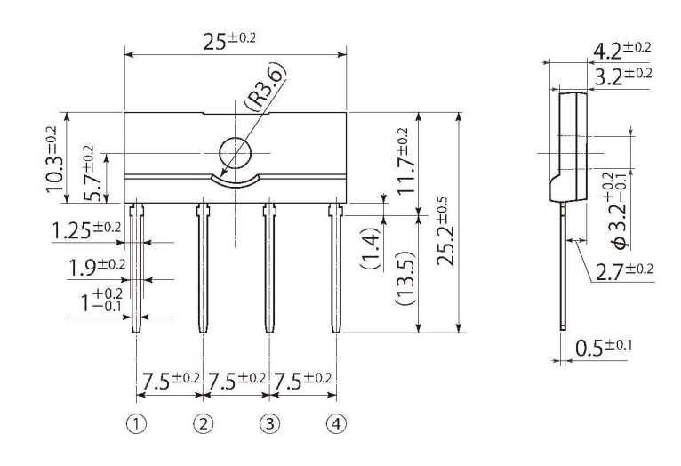 D10JBB80V Tiltiņš 800V, 10A, 25x10.3x4.2mm, plakans, vertikāls, SHINDENGEN