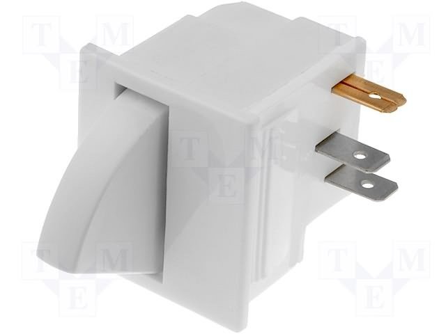 Taustiņslēdzis SPDT, ON-(ON), 5A/250VAC, 27.31x22.73, balta krasa, bez fiksācijas