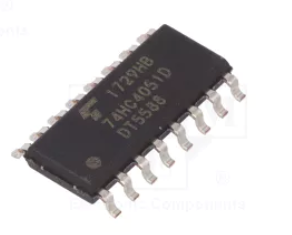 74HC4051D SMD Mikroshēma 8-channel analog multiplexer, 2...6VDC, SO16-150