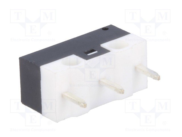 Mikropārslēdzējs bez sviras, SPDT, ON-(ON), 1A/125VAC, IP40, 12.8x5.8x6.5mm, viens kontakts