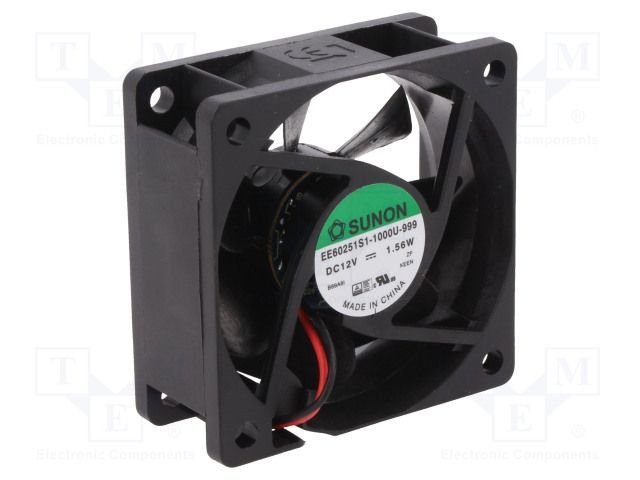 60x60x25mm, DC12V, slīdgultnis, 39.72m3/h, 27dBA, 4500rpm, 1.56W, Ventilators