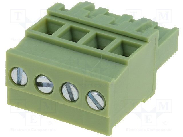 Terminal Blocks uz vadu, ligzda, 4pin, 5.08mm, 2.5mm2, 12A, leņķisks 90°